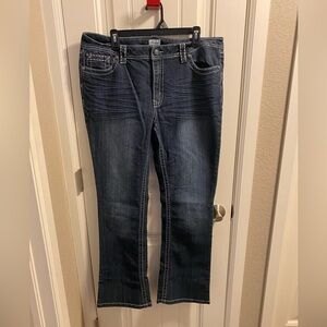 Suko Jeans 14 Stretch Blue Denim Rhinestone Bling Embroidered Boot Cut Bootcut